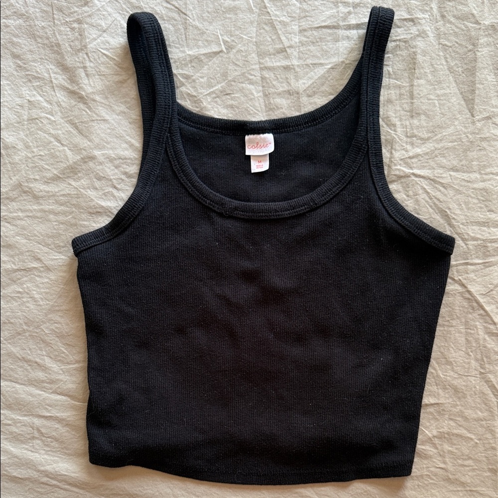 Black Ribbed Tank Top